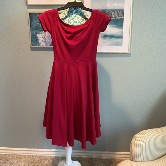 Girls Burgundy mid high low dress - Picture 3 of 3